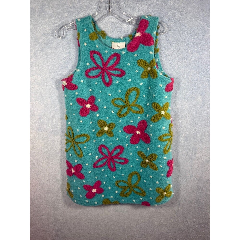Hanna Andersson girls jumper dress fuzzy textured flowers trendy winter size 4